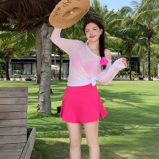 批发般沐泳衣女大码<b class='q'>比基尼</b>微胖mm遮肉显瘦分体三件套海边度假长袖<b class='q'>罩衫</b>