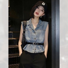批发牛仔套装女2026超火<b class='q'>夏</b>装一整套小个子穿搭牛仔背心连衣裙子两件套