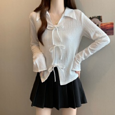 批发大码女装正肩喇叭袖V领设计2025早秋<b class='q'>衬衫</b>女胖MM显瘦遮肚别致上衣