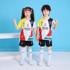 批发<b class='q'>儿童</b>足球服套装迈哈密梅西10号c罗球衣7号短袖运动训练服队服短裤
