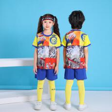 批发舒适亲肤儿童足球服套装男女童运动训练服短袖短裤夏季足球衣队服
