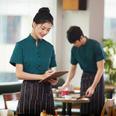 批发可定制logo餐饮奶茶咖啡餐厅点工作服亲肤舒适透气简约自信<b class='q'>衬衫</b>