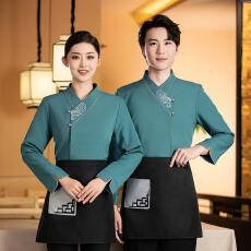 批发可定制logo餐饮奶茶咖啡工作服舒适透气长袖锦上添花服务员定制