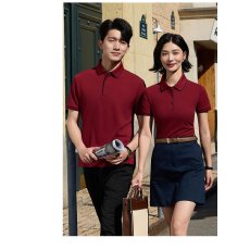 POLO衫餐饮奶茶咖啡店工作服男女同款舒适亲肤透气桑蚕丝翻领短袖