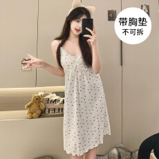 批发6535棉睡衣少女夏季公主风<b class='q'>性感</b>吊带中长<b class='q'>睡裙</b>家居服可外穿