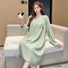 批发6535提花睡衣女春<b class='q'>秋</b>季甜美公主风长袖中长睡裙加大码220斤家居服