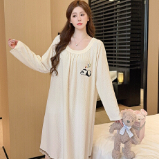 批发6535提花睡衣女春<b class='q'>秋</b>季甜美公主风长袖中长睡裙加大码220斤家居服