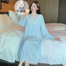 批发德绒睡衣女<b class='q'>春</b>秋季甜美公主风长袖中长睡裙加大码220斤家居服外穿