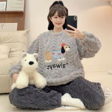 批发长毛绒睡衣女秋冬季甜美公主风长袖长裤加肥大码220斤胖MM家居服