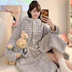 批发浴巾吸水提花360克秋冬可穿式浴巾裹巾睡袍宽松大码300斤甜美睡裙