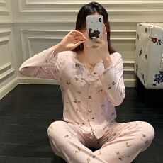 批发<b class='q'>莫代尔</b>睡衣少女春秋季甜美ins风<b class='q'>开衫</b>长袖长裤两件套家居服可外穿