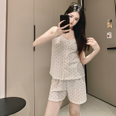 批发6535棉睡衣女夏季甜美ins风碎花吊带短裤两件套家居服学生可外穿