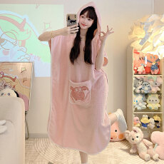 批发波萝格280克浴袍女吸水速干可穿浴巾加厚浴裙睡袍式浴衣四季通用