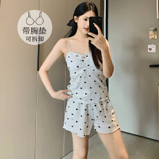 批发6535棉<b class='q'>睡衣</b>女<b class='q'>夏季</b>甜美ins风碎花吊带短裤两件套家居服学生可外穿