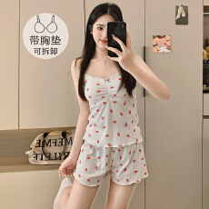 批发6535棉<b class='q'>睡衣</b>女<b class='q'>夏季</b>甜美ins风碎花吊带短裤两件套家居服学生可外穿