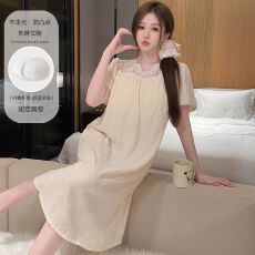 批发带固定胸垫睡衣女夏季新款云朵棉短袖裙<b class='q'>韩版</b>宽松甜美公主风家居服