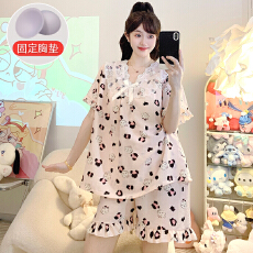 批发云朵棉<b class='q'>睡衣</b>女夏季甜美公主风带胸垫短袖短裤加肥<b class='q'>大码</b>220斤家居服