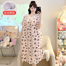 批发云朵棉<b class='q'>睡衣</b>女夏季公主风带胸垫短袖中长睡裙<b class='q'>大码</b>220斤胖MM家居服