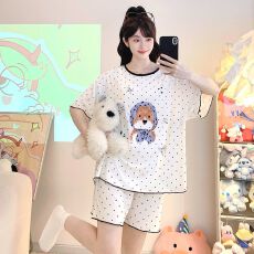 批发M-5XL<b class='q'>莫代尔</b>睡衣女夏季甜美卡通短袖短裤加肥大码220斤胖MM<b class='q'>家居服</b>