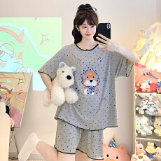 批发M-5XL<b class='q'>莫代尔</b>睡衣女夏季甜美卡通短袖短裤加肥大码220斤胖MM<b class='q'>家居服</b>