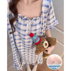 批发夏季新款睡裙女梭织云朵棉带胸垫甜美公主风中长睡衣家居服