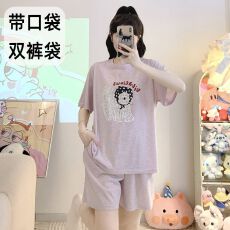 批发M-5XL 莫代尔<b class='q'>睡衣</b>女夏季带胸垫卡通短袖<b class='q'>大码</b>200斤胖M家居服可外穿