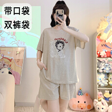 批发M-5XL 莫代尔<b class='q'>睡衣</b>女夏季带胸垫卡通短袖<b class='q'>大码</b>200斤胖M家居服可外穿