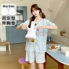 批发M-5XL 云朵棉<b class='q'>睡衣</b>女夏季卡通带胸垫短袖<b class='q'>大码</b>220斤家居服可外穿