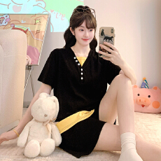 批发L-5XL 休闲少女<b class='q'>睡衣</b>女夏季新款宽松<b class='q'>大码</b>短袖胖MM加肥220斤家居服