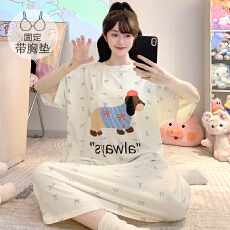 批发XXL-5XL天丝棉睡衣少女夏季休闲短袖中长宽松睡裙<b class='q'>加大</b>码230斤胖MM