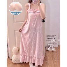 批发夏季新款梭织云朵棉带胸垫睡衣女甜美公主风吊带家居服套装