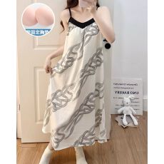 批发夏季新款<b class='q'>吊带</b><b class='q'>睡裙</b>女带胸垫梭织云朵棉甜美家居服中长裙
