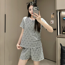 批发<b class='q'>睡衣</b>女夏季新款6535棉短袖套装韩版休闲甜美<b class='q'>可爱</b>家公主风家居服