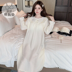 批发M-5XL云朵棉睡衣女<b class='q'>睡裙</b>甜美<b class='q'>公主</b>风带固定胸垫宽松加肥220斤家居服