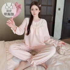 批发M-5XL云朵棉睡衣女<b class='q'>睡裙</b>甜美<b class='q'>公主</b>风带固定胸垫宽松加肥220斤家居服