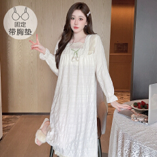 批发M-5XL云朵棉睡衣女<b class='q'>睡裙</b>甜美<b class='q'>公主</b>风带固定胸垫宽松加肥220斤家居服