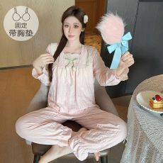 批发M-5XL云朵棉睡衣女<b class='q'>睡裙</b>甜美<b class='q'>公主</b>风带固定胸垫宽松加肥220斤家居服