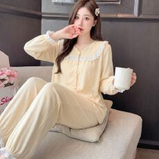 批发M-5XL 羊绒睡衣女秋冬开衫甜美长袖长裤加<b class='q'>大码</b>220斤家居服套装