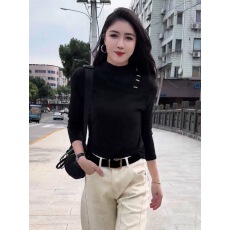 批发简约加绒半高领打底衫