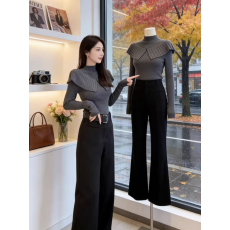 批发法式荷叶边半高领内搭<b class='q'>针织</b>衫女2025秋冬新款修身打底毛衣长袖上衣