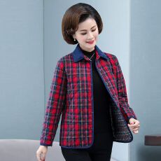 批发秋冬款全棉小棉袄<b class='q'>中老年</b>女装夹棉衬衫纯棉格子妈妈薄<b class='q'>棉衣</b>外套