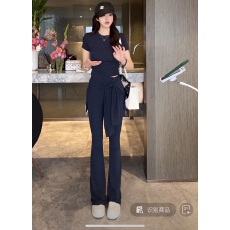 批发<b class='q'>PP</b>露丝腿精正肩圆领T系腰假两件长显瘦百搭垂垂<b class='q'>裤</b>套装