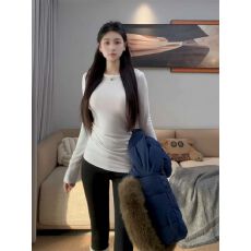 批发德绒白色中长款长袖t恤女新款秋<b class='q'>冬</b>内搭打底衫修身辣妹上衣ins