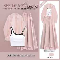 批发夏季套装女2025新款防晒<b class='q'>雪纺</b>衬衫吊带背心搭配显瘦阔腿裙裤三件套