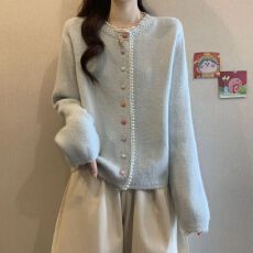 批发大码女装胖mm<b class='q'>甜美</b>软糯时尚长袖毛衣外套秋冬保暖宽松减龄洋气上衣