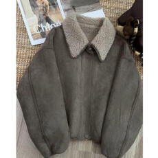 批发美式复古高街翻领夹克外套女装2025秋冬季<b class='q'>街头</b>百搭保暖羊羔毛棉服