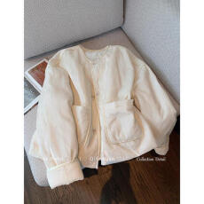 批发新中式国风丝绒圆领夹棉外套女2025秋冬季<b class='q'>新款</b>高级感简约保暖棉服