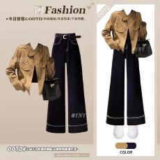 批发冬季套装女2025<b class='q'>新款</b>高级美拉德复古短款<b class='q'>夹克</b>外套高腰牛仔裤三件套