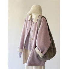 批发香芋紫色毛呢大衣女2025秋冬季高级感中长款正肩显瘦百搭呢子外套