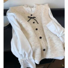 批发2025秋季新款女装时尚韩版复古针织衫森系通勤<b class='q'>衬衫</b>马甲两件套